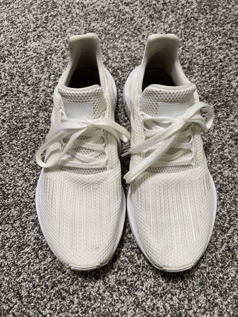 Adidas Men's All-White Knit Athletic Sneakers